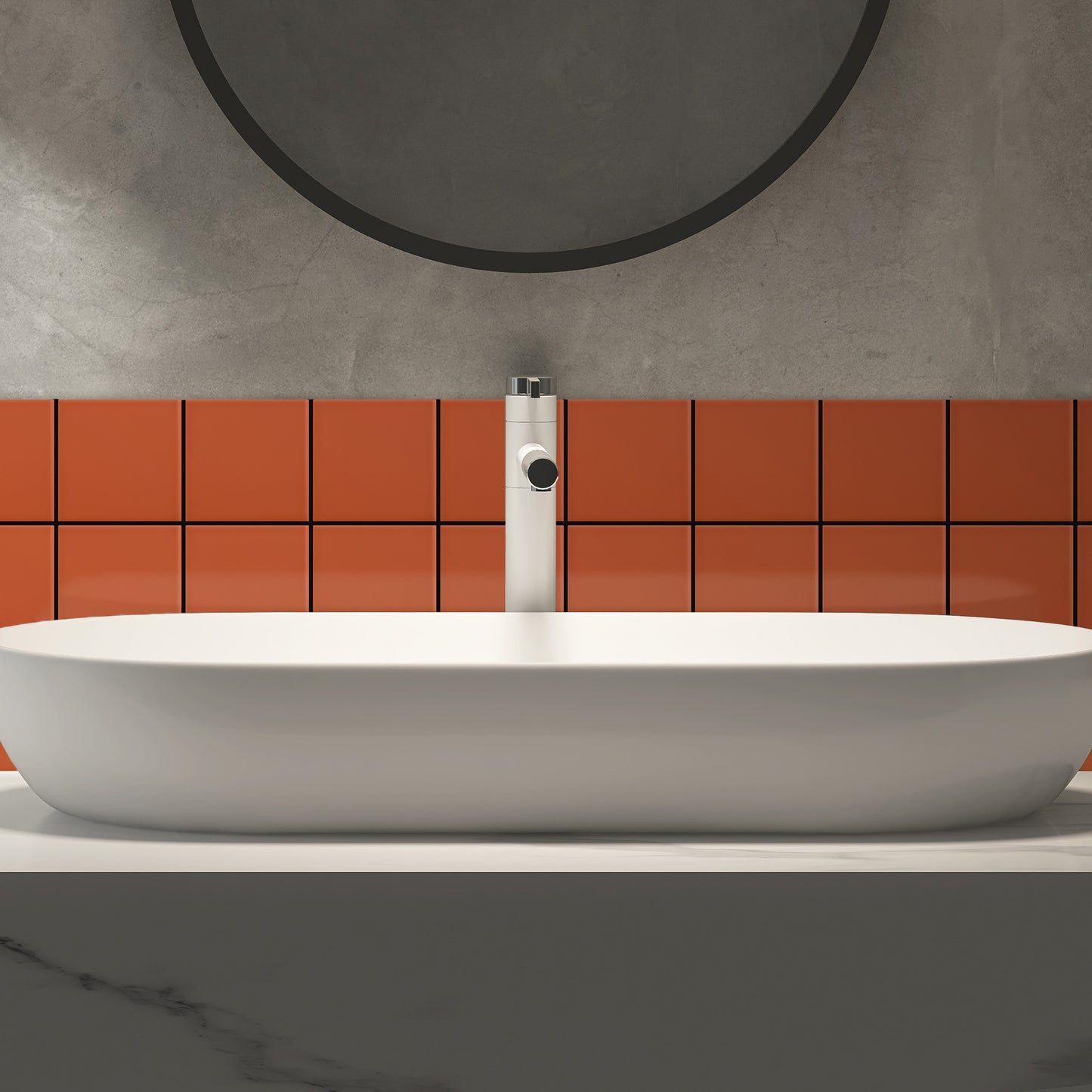 Bano-con-Azulejo-color-naranja-coral