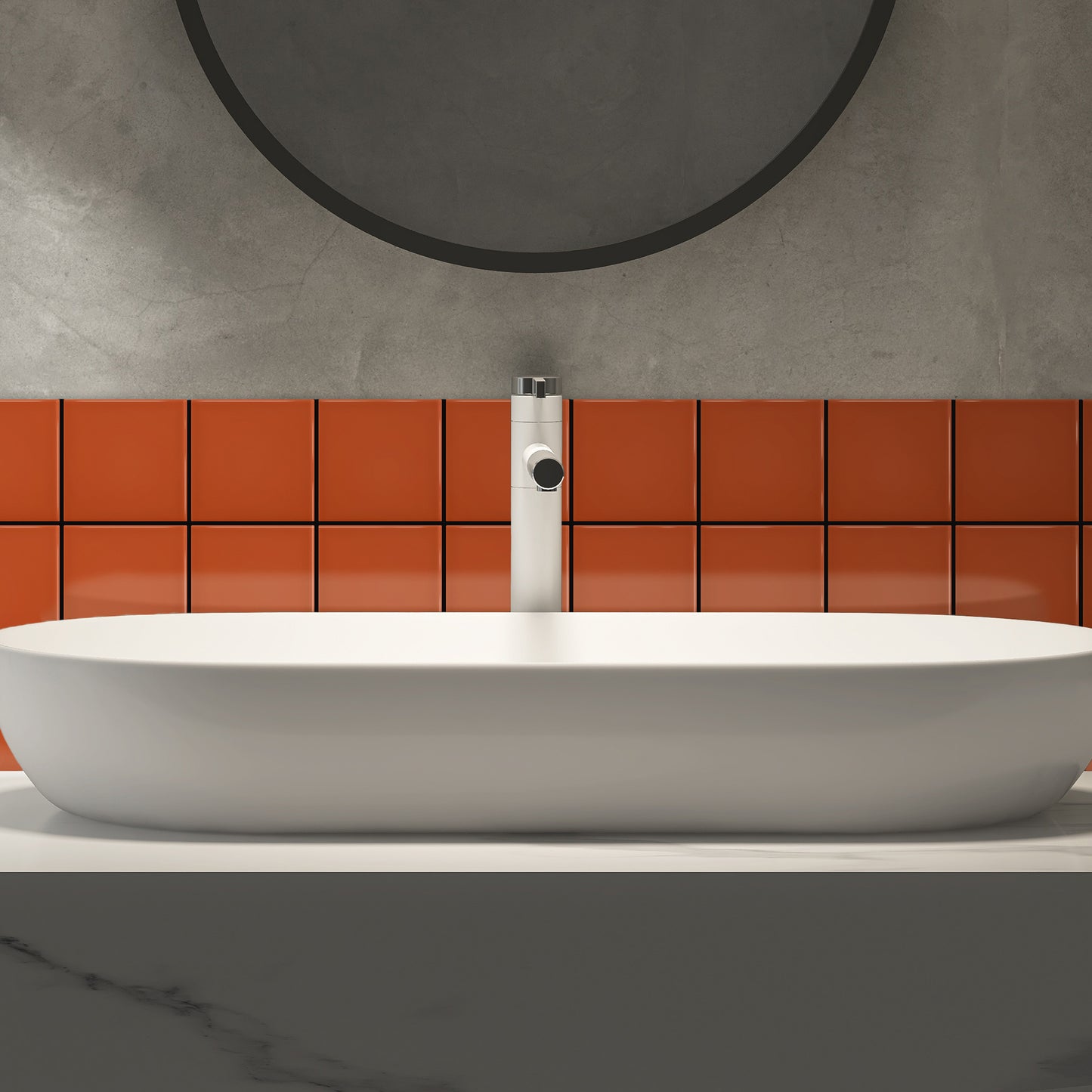 Bano-con-Azulejo-color-naranja-oscuro